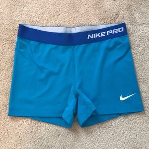 Nike Pro blue compression shorts